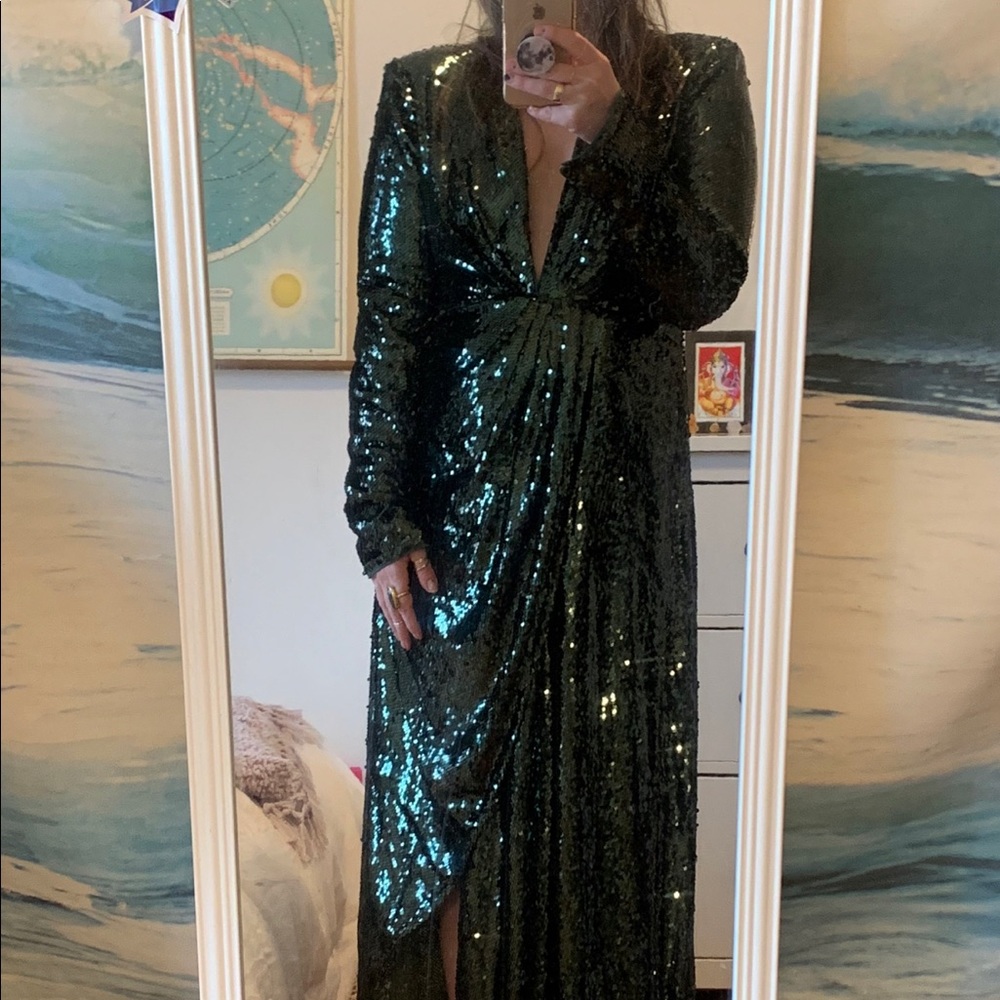 ASOS plunge asymmetric sequin maxi dress NWT - Picture 2 of 7